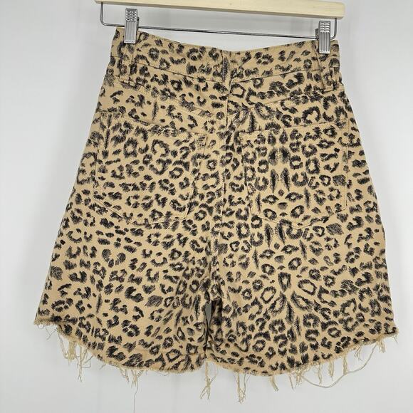 Free People Dogtown Cut Off Shorts 25 Raw Hem High Rise Cheetah Baggy 90s Boho - Picture 3 of 10